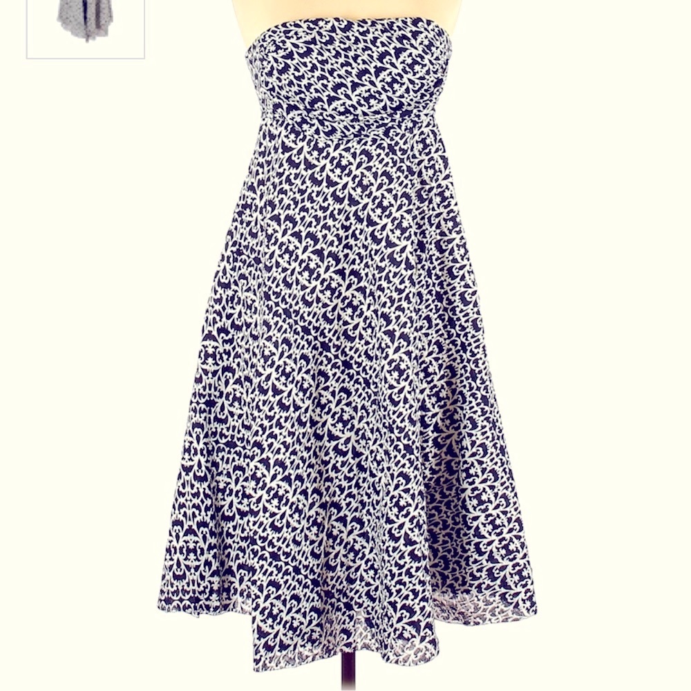 j.crew navy strapless seersucker cocktail dress
